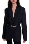 Maje Belted Suit Jacket In Black