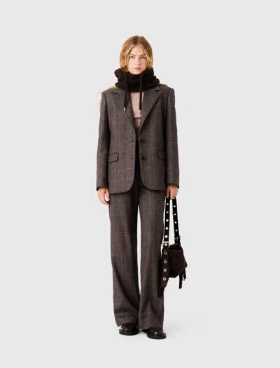 Maje Belted Suit Jacket In Brown