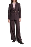 Maje Belted Suit Jacket In Brown