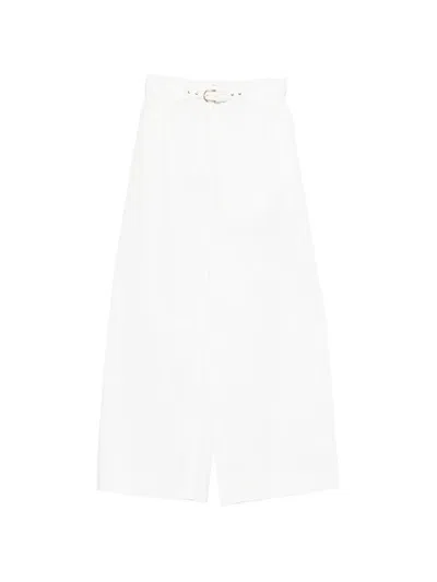 Maje Womens Ecru Belted Wide-leg Tweed Trousers In White