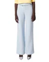 Maje Womens Bleus Chain-belt Mid-rise Tweed Trousers In Blue Sky