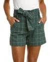 Maje Womens Verts Itrito Belted Check-woven Shorts 6 In Green