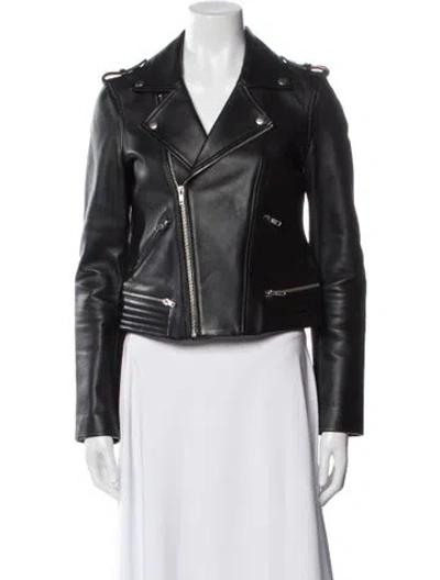 Pre-owned Maje Biker Jacket In Black