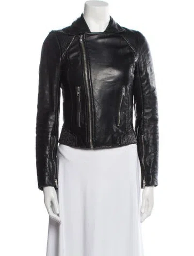 Pre-owned Maje Biker Jacket In Black
