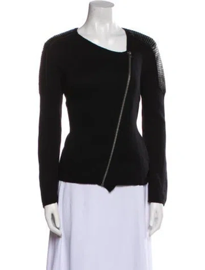 Pre-owned Maje Biker Jacket In Black