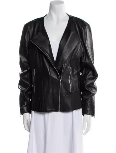 Pre-owned Maje Biker Jacket In Black