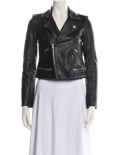 Pre-owned Maje Biker Jacket In Black