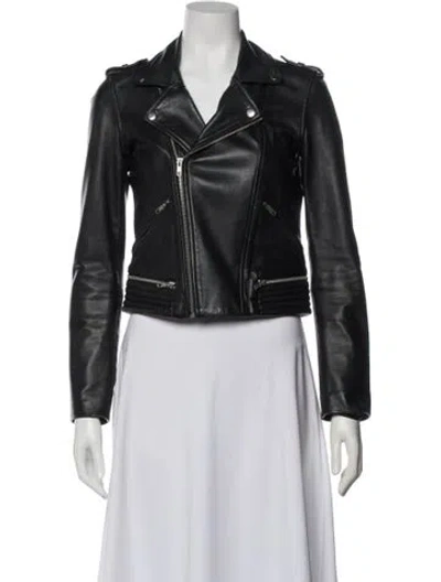 Pre-owned Maje Biker Jacket In Black