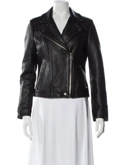 Pre-owned Maje Biker Jacket In Black