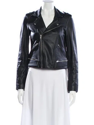 Pre-owned Maje Biker Jacket In Black