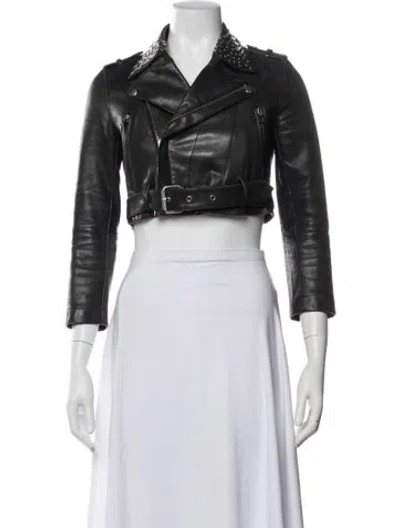 Pre-owned Maje Biker Jacket In Black