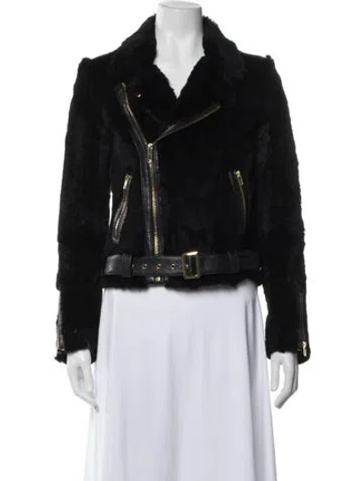 Pre-owned Maje Biker Jacket In Black