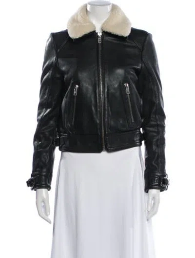 Pre-owned Maje Biker Jacket In Black