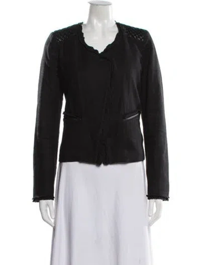 Pre-owned Maje Biker Jacket In Black