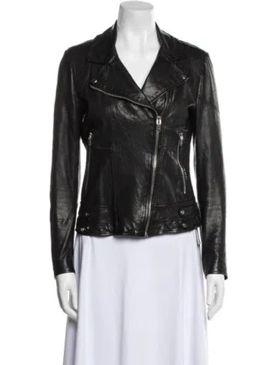 Pre-owned Maje Biker Jacket In Blue