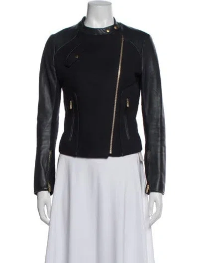 Pre-owned Maje Biker Jacket In Blue