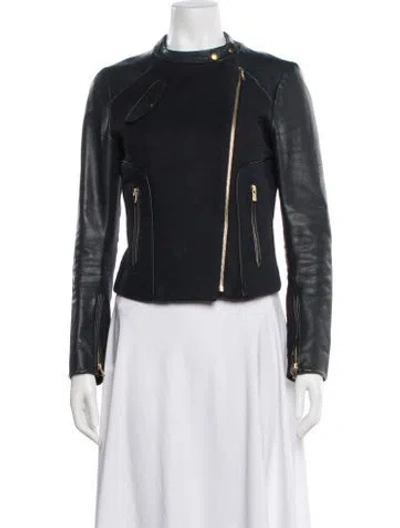 Pre-owned Maje Biker Jacket In Blue