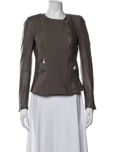 Pre-owned Maje Biker Jacket In Brown