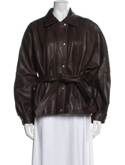 Pre-owned Maje Biker Jacket In Brown
