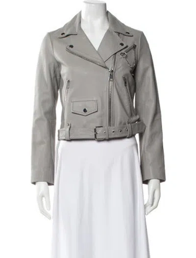 Pre-owned Maje Biker Jacket In Gray