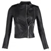 Maje Biker Jacket In Black Lambskin Leather In Black