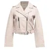 Maje Biker Jacket In Pastel Pink Leather In Pink