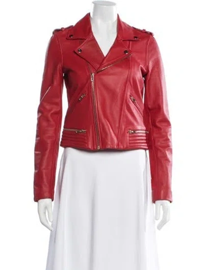 Pre-owned Maje Biker Jacket In Red