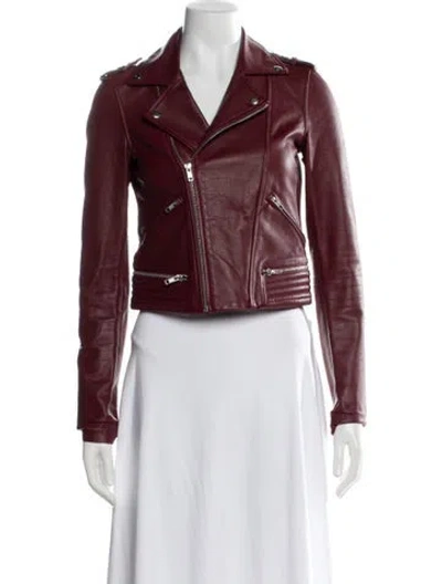Pre-owned Maje Biker Jacket In Red
