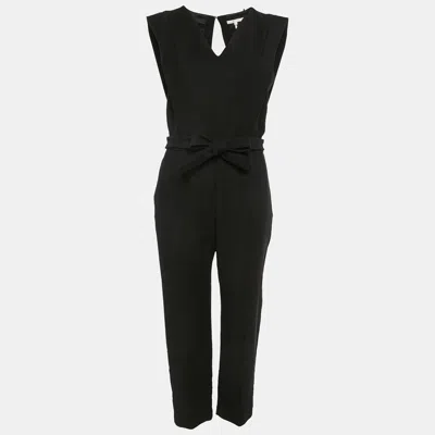 Pre-owned Maje Black Cotton Blend V-neck Sleeveless Plana Jumpsuit L