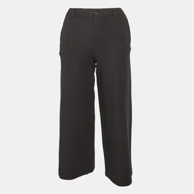 Maje Black Cotton Polaris Wide Leg Crop Trousers In Brown