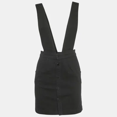 Maje Black Denim Strap Detail Ritana Mini Skirt