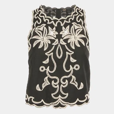 Maje Black Embroidered Cotton Top