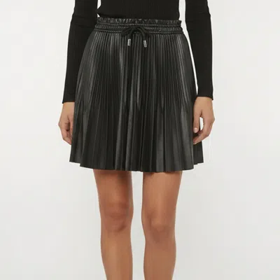 Pre-owned Maje Black Faux Leather Pleated Mini Skirt S