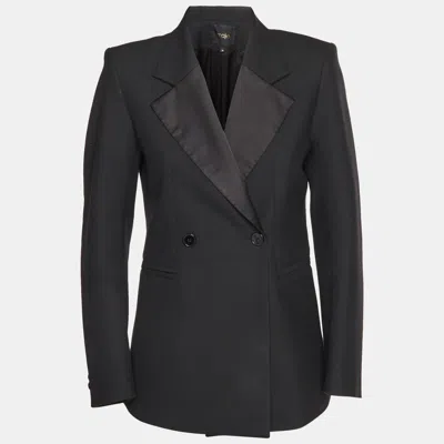 Pre-owned Maje Black Gabardine Double Breasted Blazer S