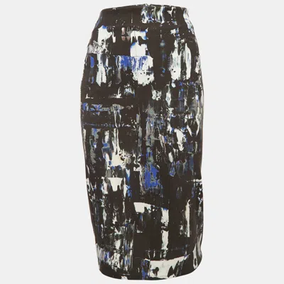 Pre-owned Maje Black Horseshoe Embroidered Crepe Trapeze Mini Skirt M
