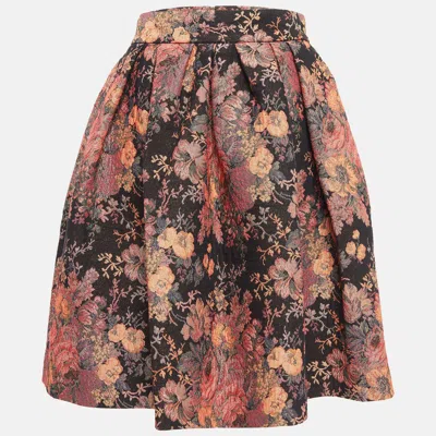 Maje Black Jacquard Lurex Pleated Knee-length Skirt In Multi