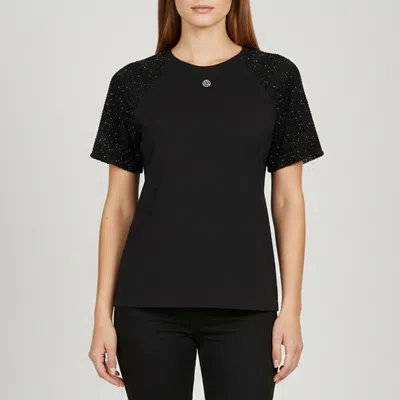 Pre-owned Maje Black Jersey Raglan Sleeve Tweedo T-shirt L