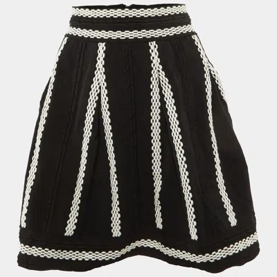 Maje Black Knit Julane Flared Mini Skirt