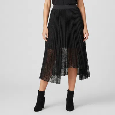 Pre-owned Maje Black Lace Pleated Asymmetric Midi Skirt M