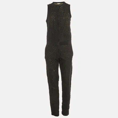 Maje Black Lace Zip Front Sleeveless Jumpsuit