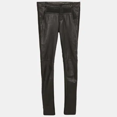 Maje Black Leather And Knit Trousers