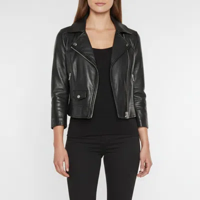 Pre-owned Maje Black Leather Cropped Jacket S