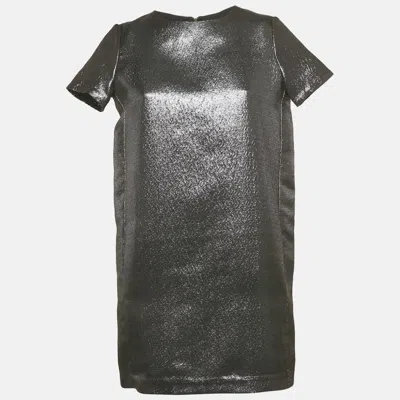 Maje Black Lurex Mini Shift Dress In Gray