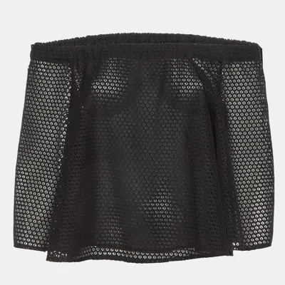 Maje Black Mesh Off-the-shoulder Top