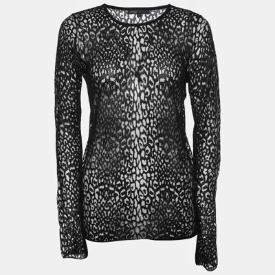 Pre-owned Maje Black Patterned Lace Full Sleeves Top S