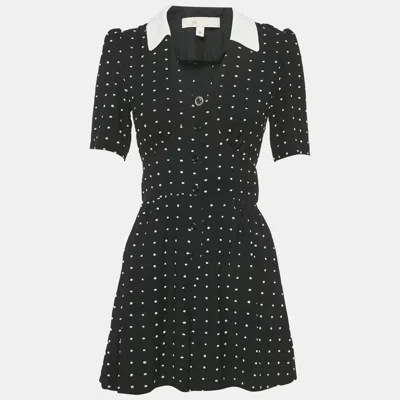 Pre-owned Maje Black Plumetis Crepe Collared Playsuit S