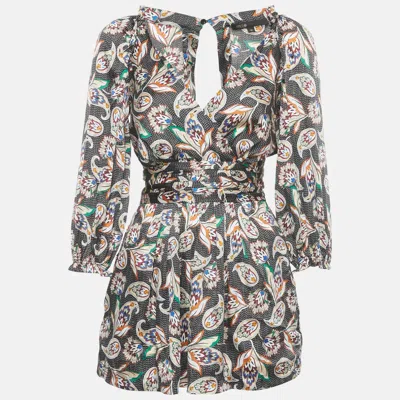 Maje Black Printed Satin Paisley Noir Jumpsuit In Multi