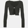 Maje Black Rib Knit Crop Cardigan In Black