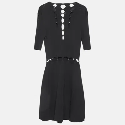Maje Black Roselana Openwork Knit Short Dress