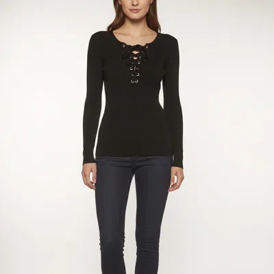Pre-owned Maje Black Rib Knit Long Sleeve Top M